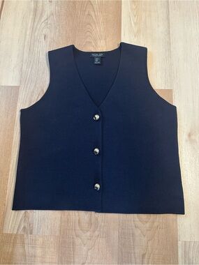 Rachel Zoe Button Black Knit Vest Women's XL